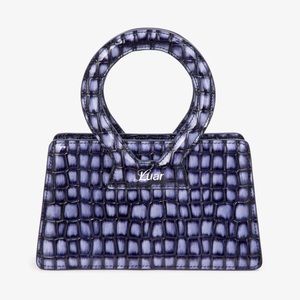 Luar Blue & White Crocodile Embossed Small Ana Bag BNWT
